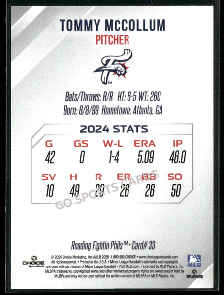 2025 Reading Fightin Phils 2nd Tommy McCollum