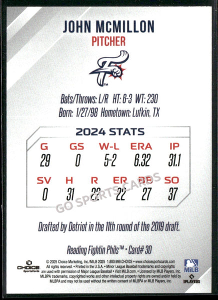 2025 Reading Fightin Phils 2nd John McMillon