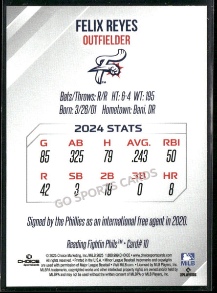 2025 Reading Fightin Phils 2nd Felix Reyes