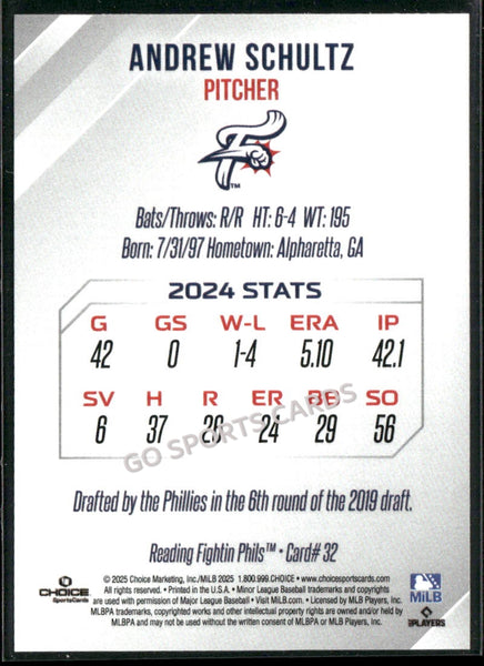 2025 Reading Fightin Phils 2nd Andrew Schultz