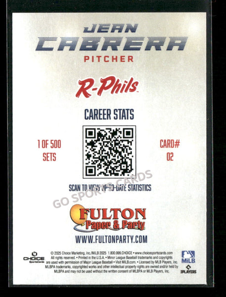 2025 Reading Fightin Phils Elite 5 Jean Cabrera