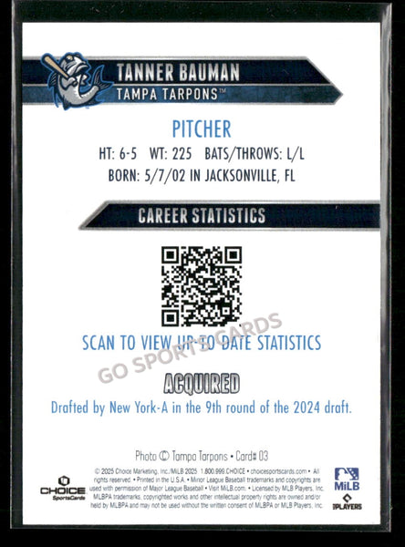 2025 Tampa Tarpons Tanner Bauman