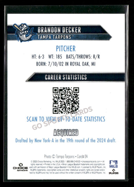 2025 Tampa Tarpons Brandon Decker