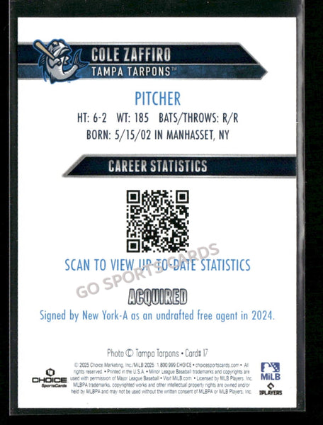 2025 Tampa Tarpons Cole Zaffiro