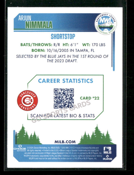 2025 Northwest League Top Prospects NWL #2 Arjun Nimmala