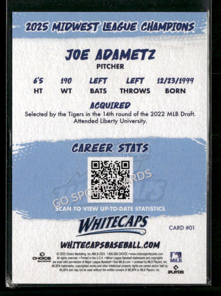 2025 West Michigan Whitecaps Champions Joe Adametz