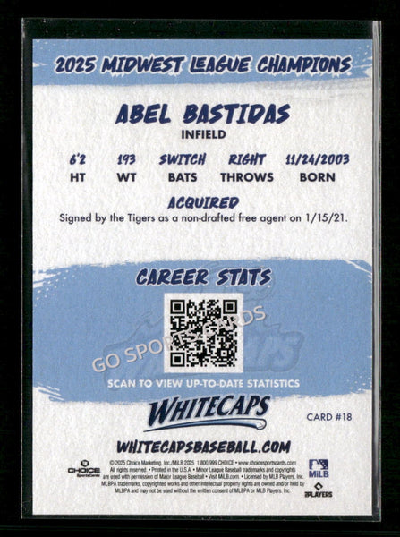 2025 West Michigan Whitecaps Champions Abel Bastidas