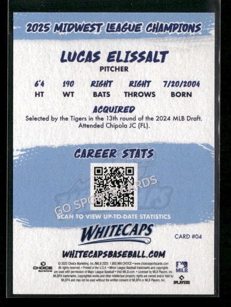 2025 West Michigan Whitecaps Champions Lucas Elissalt