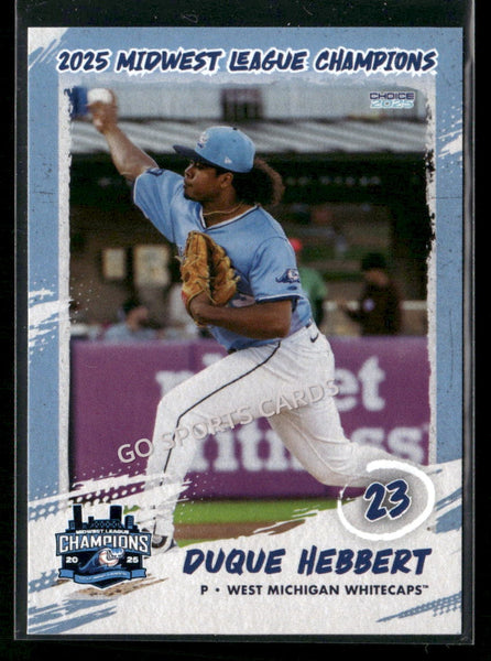 2025 West Michigan Whitecaps Champions Duque Hebbert