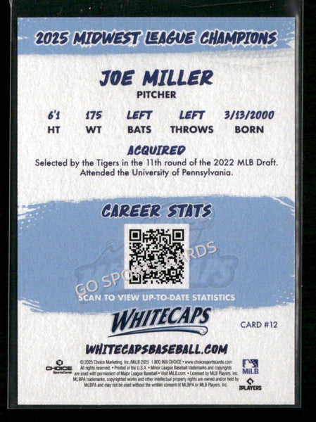 2025 West Michigan Whitecaps Champions Joe Miller