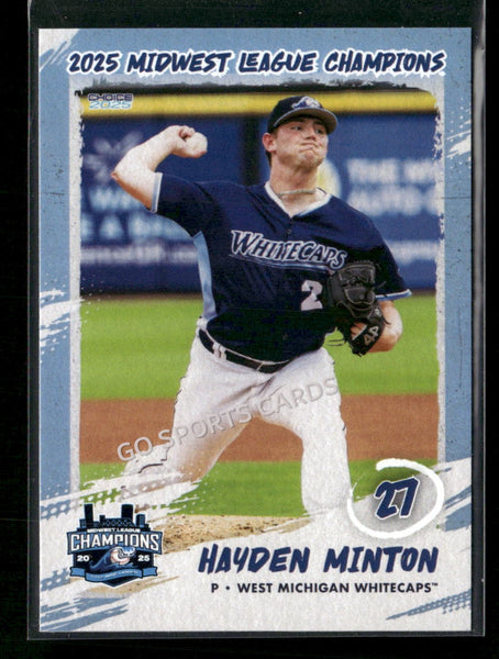 2025 West Michigan Whitecaps Champions Hayden Minton