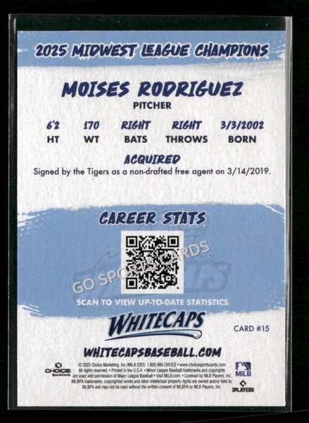 2025 West Michigan Whitecaps Champions Moises Rodriguez