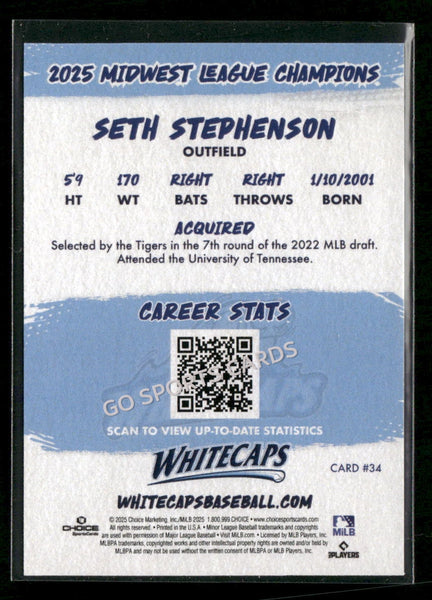 2025 West Michigan Whitecaps Champions Seth Stephenson