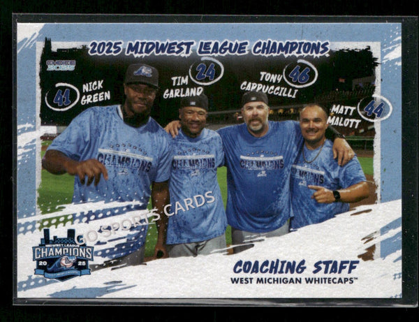 2025 West Michigan Whitecaps Champions Tony Cappuccilli Tim Garland Nick Green Matt Malott