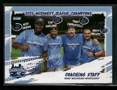 2025 West Michigan Whitecaps Champions Tony Cappuccilli Tim Garland Nick Green Matt Malott