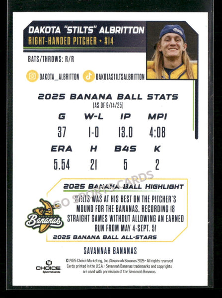 2025 Banana Ball All Stars Dakota Stilts Albritton