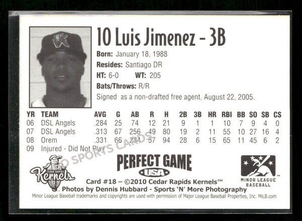 2010 Cedar Rapids Kernels Luis Jimenez