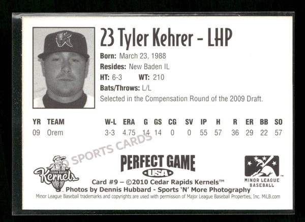 2010 Cedar Rapids Kernels Tyler Kehrer