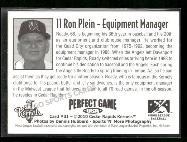 2010 Cedar Rapids Kernels Ron Roady Plein