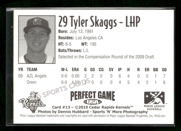 2010 Cedar Rapids Kernels Tyler Skaggs