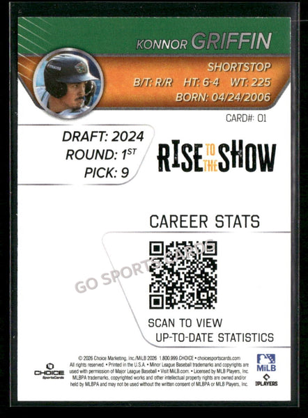 2026 Greensboro Grasshoppers Rise Show Top Prospects GOLD /100 Konnor Griffin