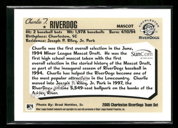 2005 Charleston RiverDogs Charlie T Riverdog Mascot