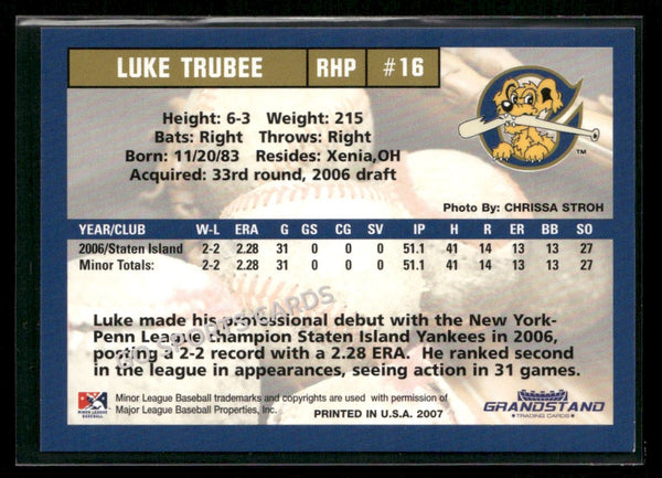 2007 Charleston RiverDogs Luke Trubee