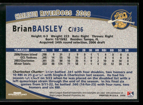 2008 Charleston Riverdogs Brian Baisley
