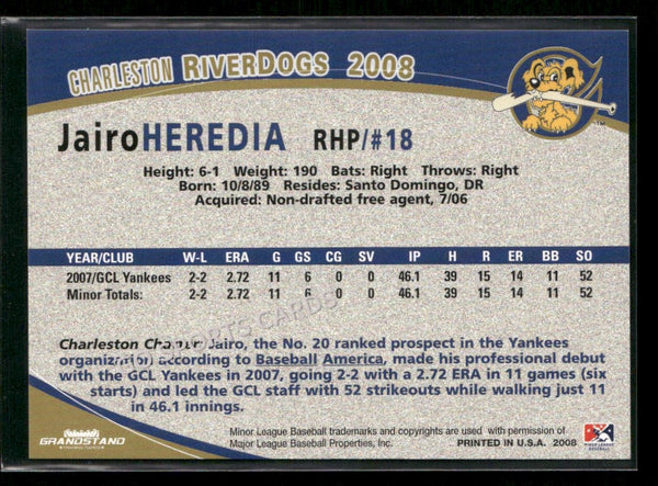 2008 Charleston Riverdogs Jairo Heredia