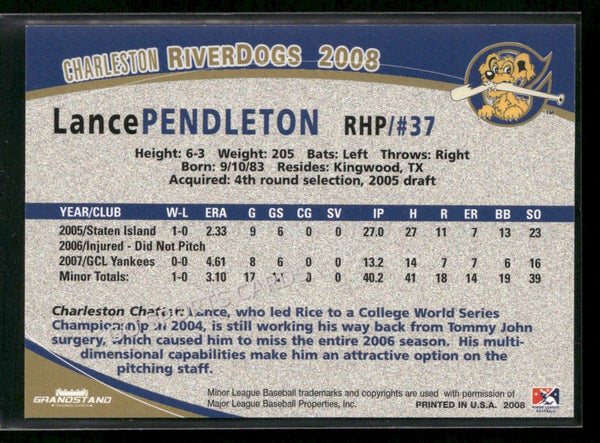 2008 Charleston Riverdogs Lance Pendleton