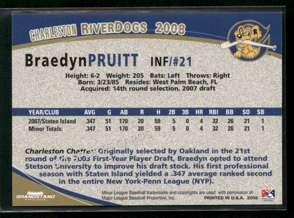 2008 Charleston Riverdogs Braedyn Pruitt
