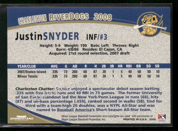 2008 Charleston Riverdogs Justin Snyder