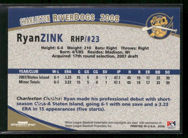 2008 Charleston Riverdogs Ryan Zink