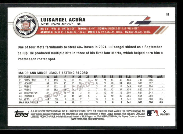 2025 Topps All-Star Game Logo Luisangel Acuna #89 RC Rookie