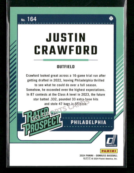 2024 Donruss Rated Rookie Liberty Foil Justin Crawford #164 RC
