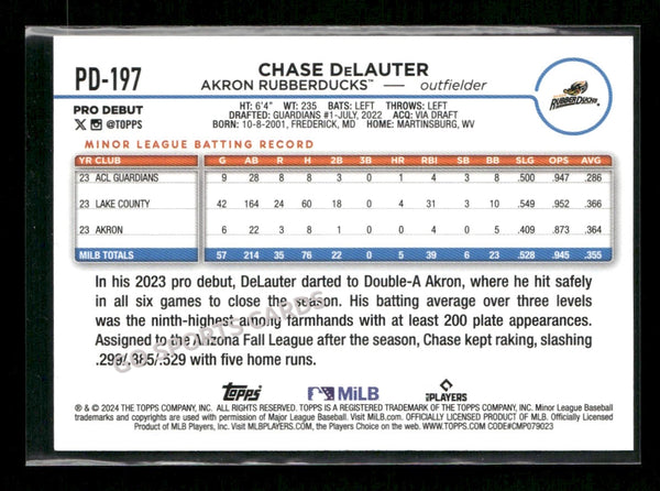 2024 Topps Pro Debut Silver Circles Ballpark Exclusive Chase Delauter #PD-197 RC