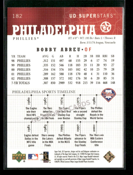 2003 Upper Deck UD Superstars /250 Bobby Abreu #182