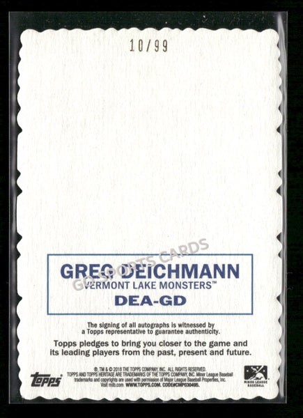 2018 Topps Heritage Minor League 1969 Deckle Edge Auto /99 Greg Deichmann