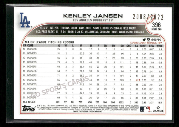 2022 Topps Series 2 Kenley Jansen #396 Gold /2022