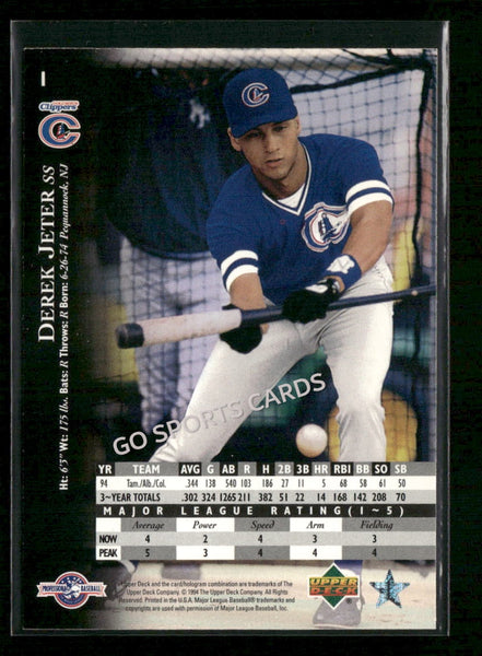 1995 Upper Deck Derek Jeter #1 RC Rookie