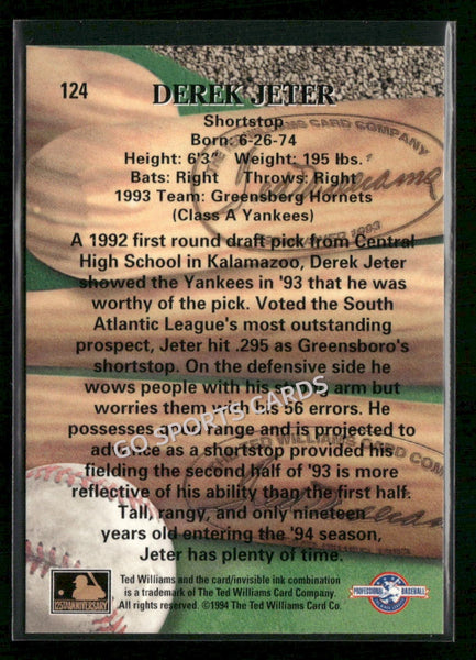 1994 The Ted Williams Card Company Derek Jeter #124