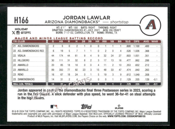 2024 Topps Holiday Holiday Variation Jordan Lawlar #H166 RC Rookie