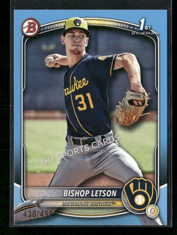 2025 Bowman 1st Sky Blue /499 Bishop Letson #BP-30 RC Rookie