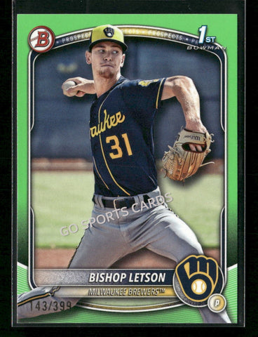 2025 Bowman 1st Neon Green /399 Bishop Letson #BP-30 RC Rookie