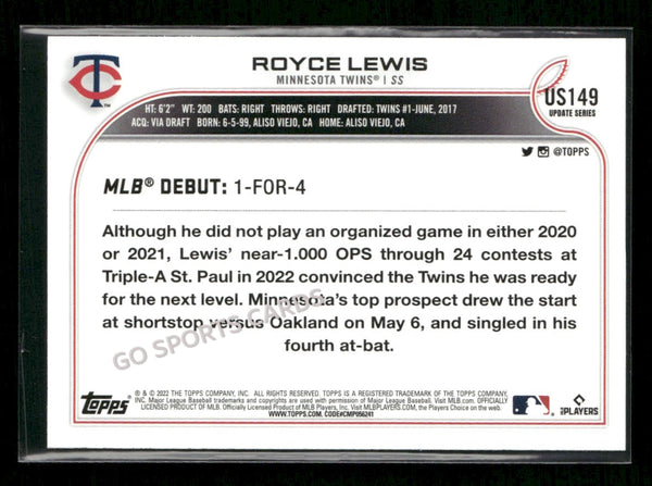 2022 Topps Update Royce Lewis #US149 RC Rookie