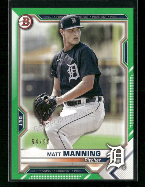 2021 Bowman Prospects Green Refractor /99 Matt Manning #BCP-111