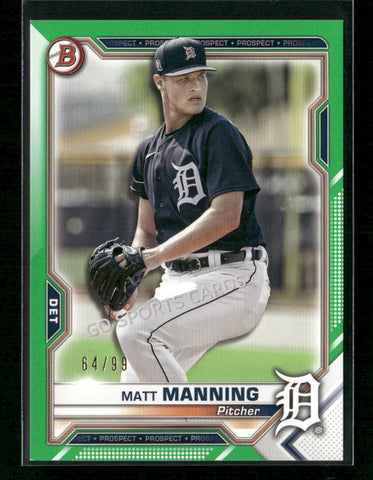 2021 Bowman Prospects Green Refractor /99 Matt Manning #BCP-111