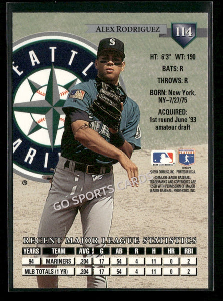 1995 Donruss Raded Rookie Alex Rodriguez #114