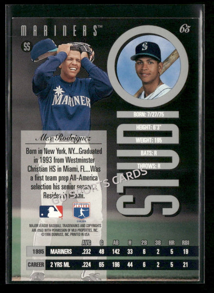 1996 Leaf Studio Alex Rodriguez #65