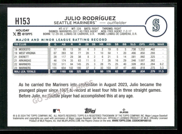 2024 Topps Holiday Holiday Variation Julio Rodriguez #H153